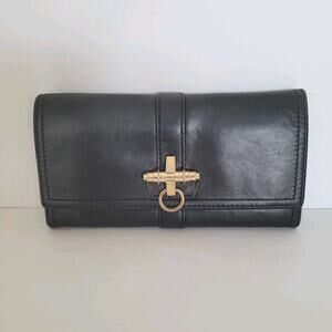 Givenchy Envelope Card Bill Holder Black Wallet Leather Vintage‎ Clasp Large